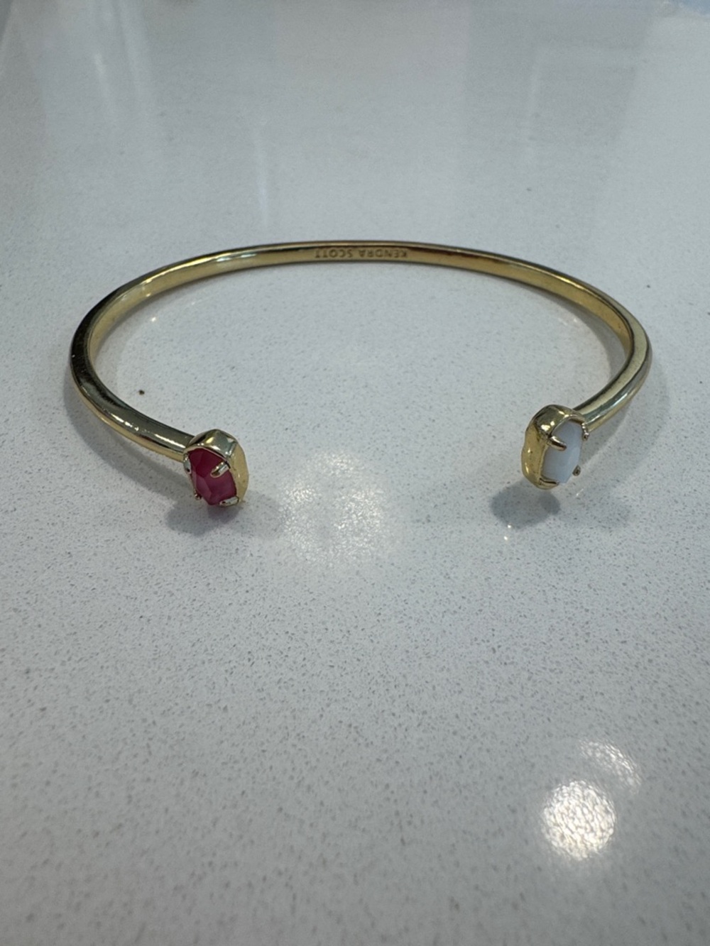 Kendra Scott Gold Open Cuff Bracelet with Pink and White Stones